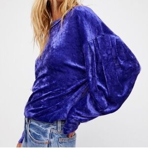We The Free Royal Blue Velvet Top